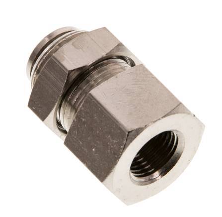 6mm x G1/8'' Push-in Fitting with Female Threads Brass NBR Bulkhead [2 Pieces]