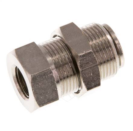 8mm x G1/8'' Push-in Fitting with Female Threads Brass NBR Bulkhead
