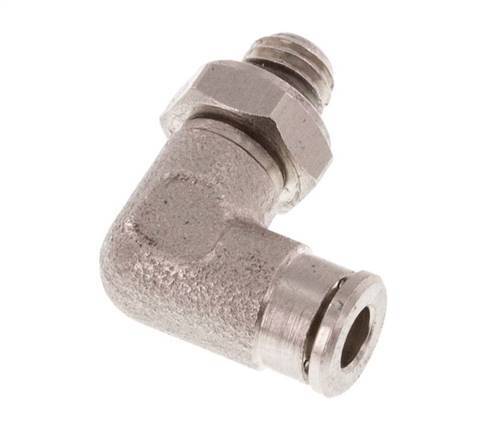 3mm x M 5 90deg Elbow Push-in Fitting with Male Threads Brass NBR Rotatable