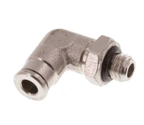 3mm x M 5 90deg Elbow Push-in Fitting with Male Threads Brass NBR Rotatable