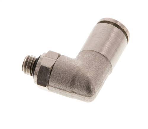 4mm x M 5 90deg Elbow Push-in Fitting with Male Threads Brass NBR Rotatable [2 Pieces]