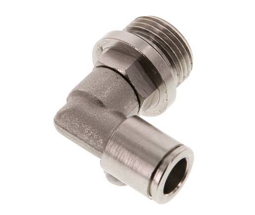 8mm x G3/8'' 90deg Elbow Push-in Fitting with Male Threads Brass NBR Rotatable [2 Pieces]