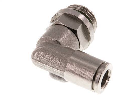 6mm x G1/4'' 90deg Elbow Push-in Fitting with Male Threads Brass FKM Rotatable [2 Pieces]