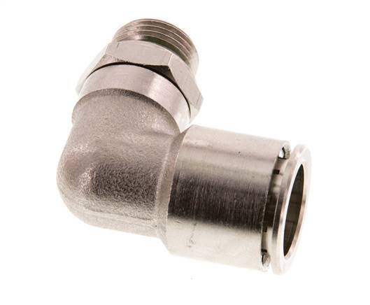 16mm x G3/8'' 90deg Elbow Push-in Fitting with Male Threads Brass FKM Rotatable