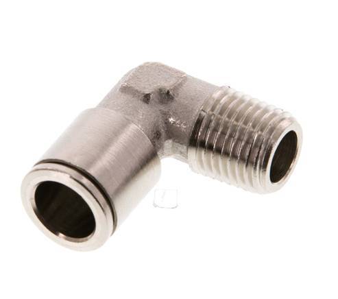 10mm x R1/4'' 90deg Elbow Push-in Fitting with Male Threads Brass NBR [2 Pieces]