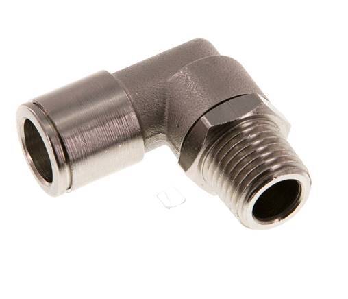 10mm x R1/4'' 90deg Elbow Push-in Fitting with Male Threads Brass NBR Rotatable [2 Pieces]