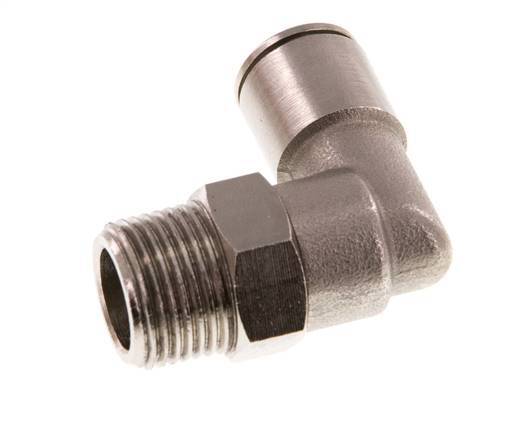 10mm x R3/8'' 90deg Elbow Push-in Fitting with Male Threads Brass NBR Rotatable