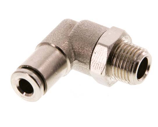 4mm x R1/8'' 90deg Elbow Push-in Fitting with Male Threads Brass FKM Rotatable [2 Pieces]