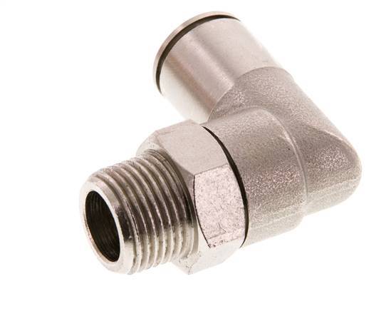 12mm x R3/8'' 90deg Elbow Push-in Fitting with Male Threads Brass FKM Rotatable