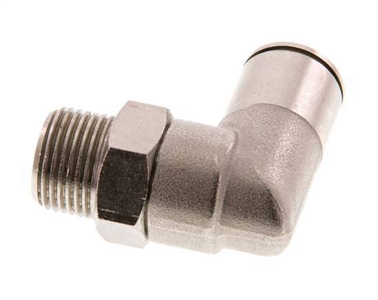 12mm x R3/8'' 90deg Elbow Push-in Fitting with Male Threads Brass FKM Rotatable