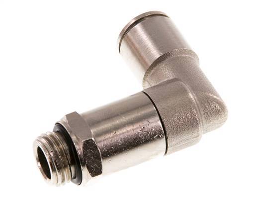 10mm x G1/4'' 90deg Elbow Push-in Fitting with Male Threads Brass NBR Long Sleeve Rotatable