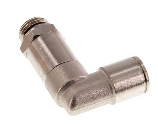 10mm x G1/4'' 90deg Elbow Push-in Fitting with Male Threads Brass NBR Long Sleeve Rotatable