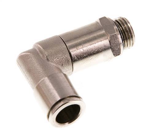 10mm x G1/4'' 90deg Elbow Push-in Fitting with Male Threads Brass NBR Long Sleeve Rotatable