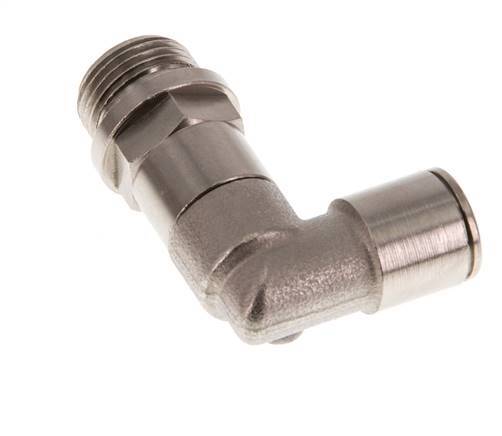 10mm x G3/8'' 90deg Elbow Push-in Fitting with Male Threads Brass NBR Long Sleeve Rotatable
