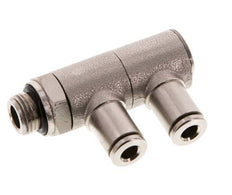 4mm x G1/8'' 2-way Manifold Push-in Fitting with Male Threads Brass NBR Rotatable