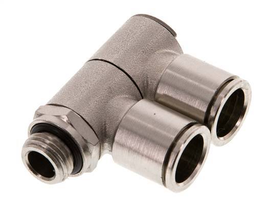 12mm x G1/4'' 2-way Manifold Push-in Fitting with Male Threads Brass NBR Rotatable