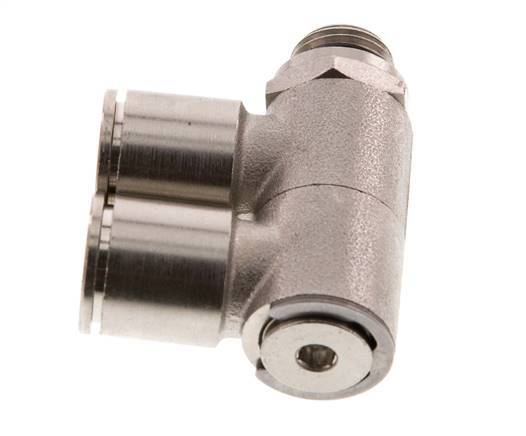 12mm x G1/4'' 2-way Manifold Push-in Fitting with Male Threads Brass NBR Rotatable