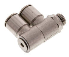 12mm x G1/4'' 2-way Manifold Push-in Fitting with Male Threads Brass NBR Rotatable