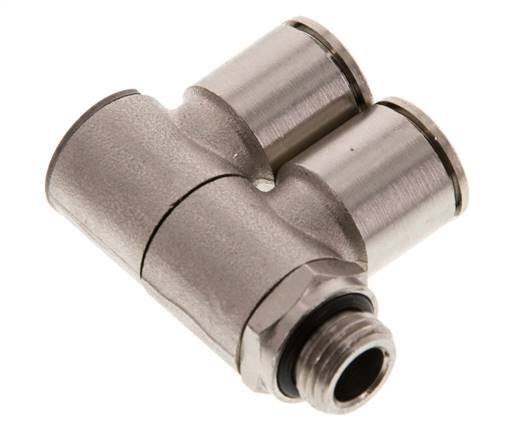 12mm x G1/4'' 2-way Manifold Push-in Fitting with Male Threads Brass NBR Rotatable