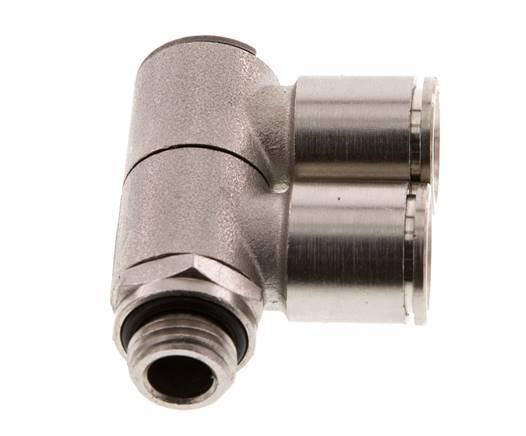 12mm x G1/4'' 2-way Manifold Push-in Fitting with Male Threads Brass NBR Rotatable