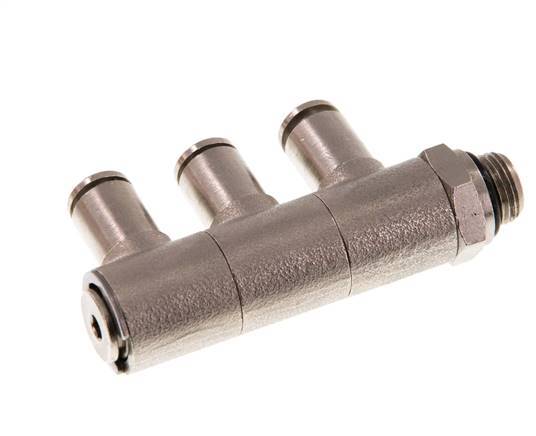 4mm x G1/8'' 3-way Manifold Push-in Fitting with Male Threads Brass NBR Rotatable