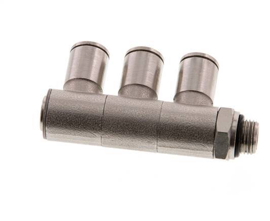 6mm x G1/8'' 3-way Manifold Push-in Fitting with Male Threads Brass NBR Rotatable