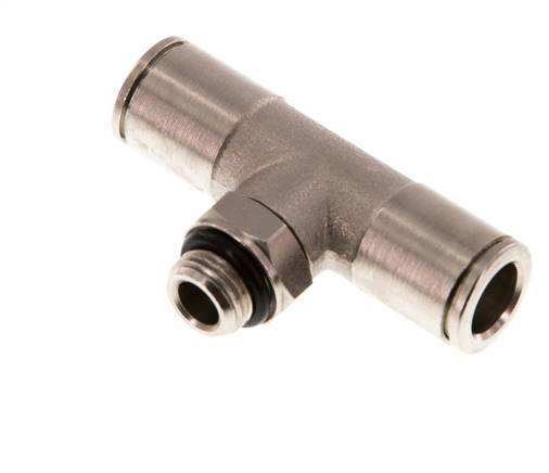 8mm x G1/8'' Inline Tee Push-in Fitting with Male Threads Brass NBR Rotatable