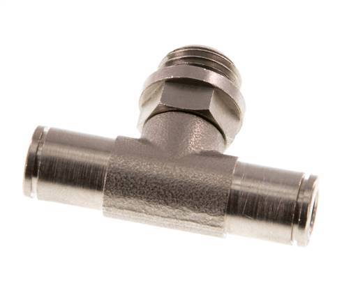 6mm x G1/4'' Inline Tee Push-in Fitting with Male Threads Brass NBR Rotatable