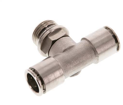 14mm x G1/2'' Inline Tee Push-in Fitting with Male Threads Brass NBR Rotatable