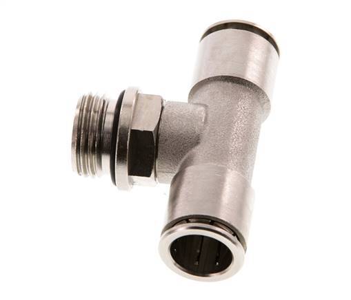 14mm x G1/2'' Inline Tee Push-in Fitting with Male Threads Brass NBR Rotatable
