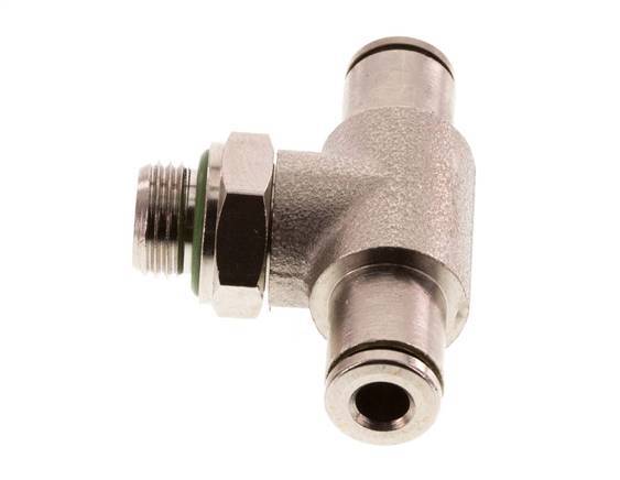 4mm x G1/8'' Inline Tee Push-in Fitting with Male Threads Brass FKM Rotatable