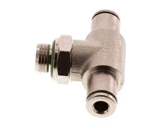 4mm x G1/8'' Inline Tee Push-in Fitting with Male Threads Brass FKM Rotatable