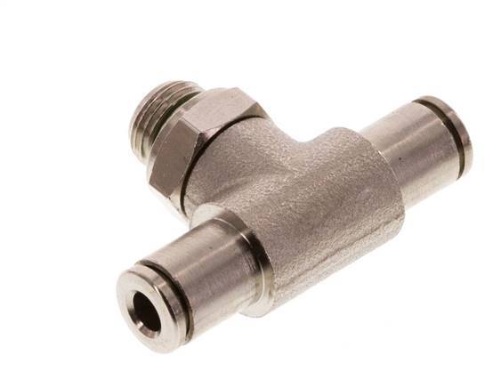 4mm x G1/8'' Inline Tee Push-in Fitting with Male Threads Brass FKM Rotatable