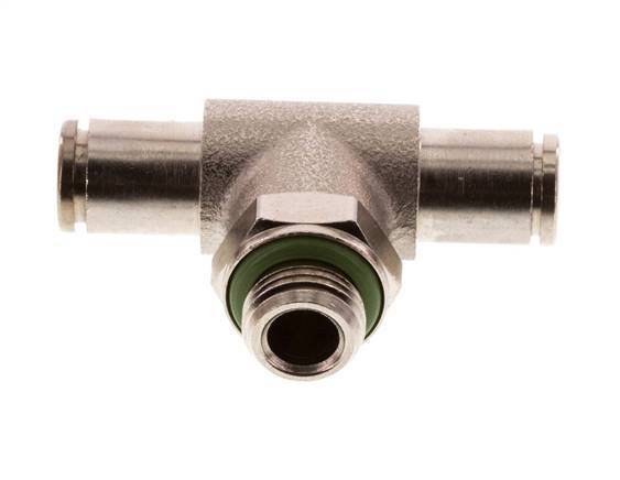 4mm x G1/8'' Inline Tee Push-in Fitting with Male Threads Brass FKM Rotatable