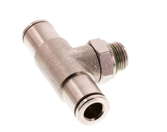 6mm x G1/8'' Inline Tee Push-in Fitting with Male Threads Brass FKM Rotatable