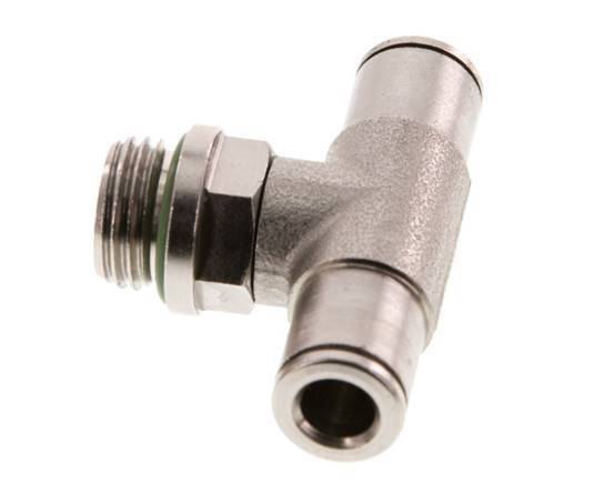 6mm x G1/4'' Inline Tee Push-in Fitting with Male Threads Brass FKM Rotatable