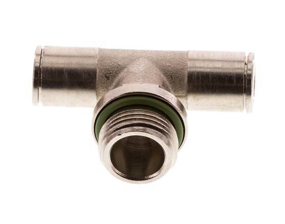 8mm x G3/8'' Inline Tee Push-in Fitting with Male Threads Brass FKM Rotatable