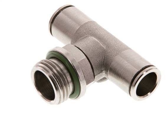 12mm x G1/2'' Inline Tee Push-in Fitting with Male Threads Brass FKM Rotatable
