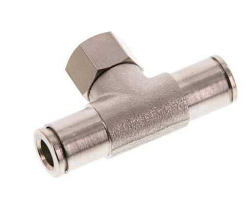 6mm x G1/8'' Inline Tee Push-in Fitting with Female Threads Brass NBR Rotatable