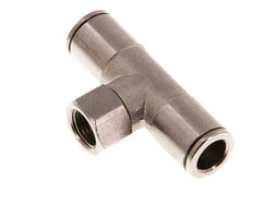 8mm x G1/8'' Inline Tee Push-in Fitting with Female Threads Brass NBR Rotatable