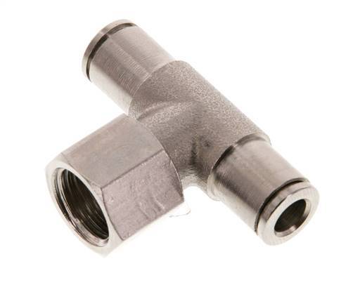 6mm x G1/4'' Inline Tee Push-in Fitting with Female Threads Brass NBR Rotatable