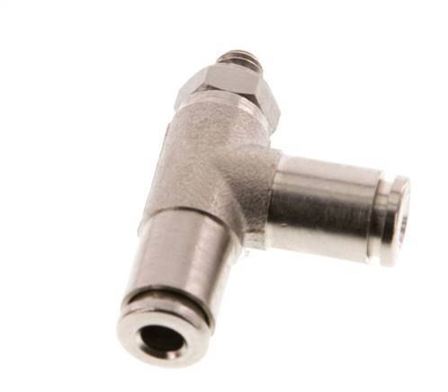 4mm x M 5 Right Angle Tee Push-in Fitting with Male Threads Brass NBR Rotatable