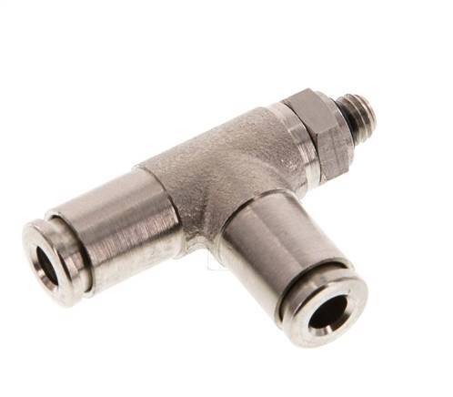 4mm x M 5 Right Angle Tee Push-in Fitting with Male Threads Brass NBR Rotatable