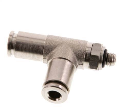 4mm x M 5 Right Angle Tee Push-in Fitting with Male Threads Brass NBR Rotatable