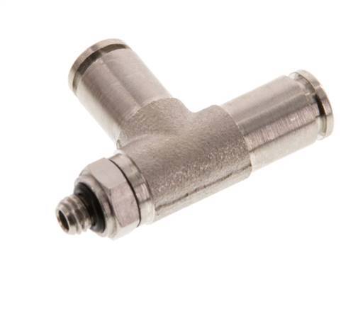 4mm x M 5 Right Angle Tee Push-in Fitting with Male Threads Brass NBR Rotatable