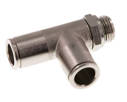 10mm x G1/4'' Right Angle Tee Push-in Fitting with Male Threads Brass FKM Rotatable