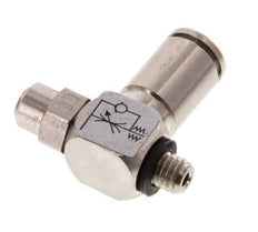 Flow Control Valve Meter-Out Elbow 4 mm - M5 Brass Slotted Screw Banjo