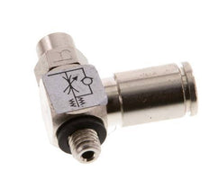 Flow Control Valve Meter-Out Elbow 4 mm - M5 Brass Slotted Screw Banjo