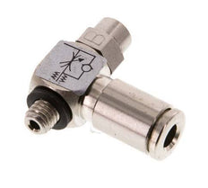 Flow Control Valve Meter-Out Elbow 4 mm - M5 Brass Slotted Screw Banjo