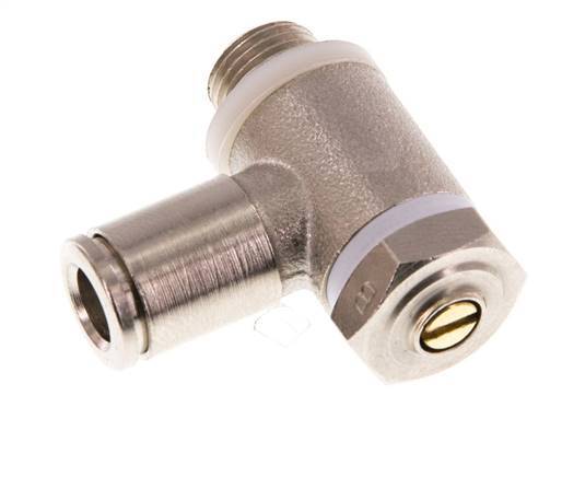 Válvula reguladora de caudal Codo de salida de contador 6 mm - G1/8'' Latón Tornillo ranurado Banjo